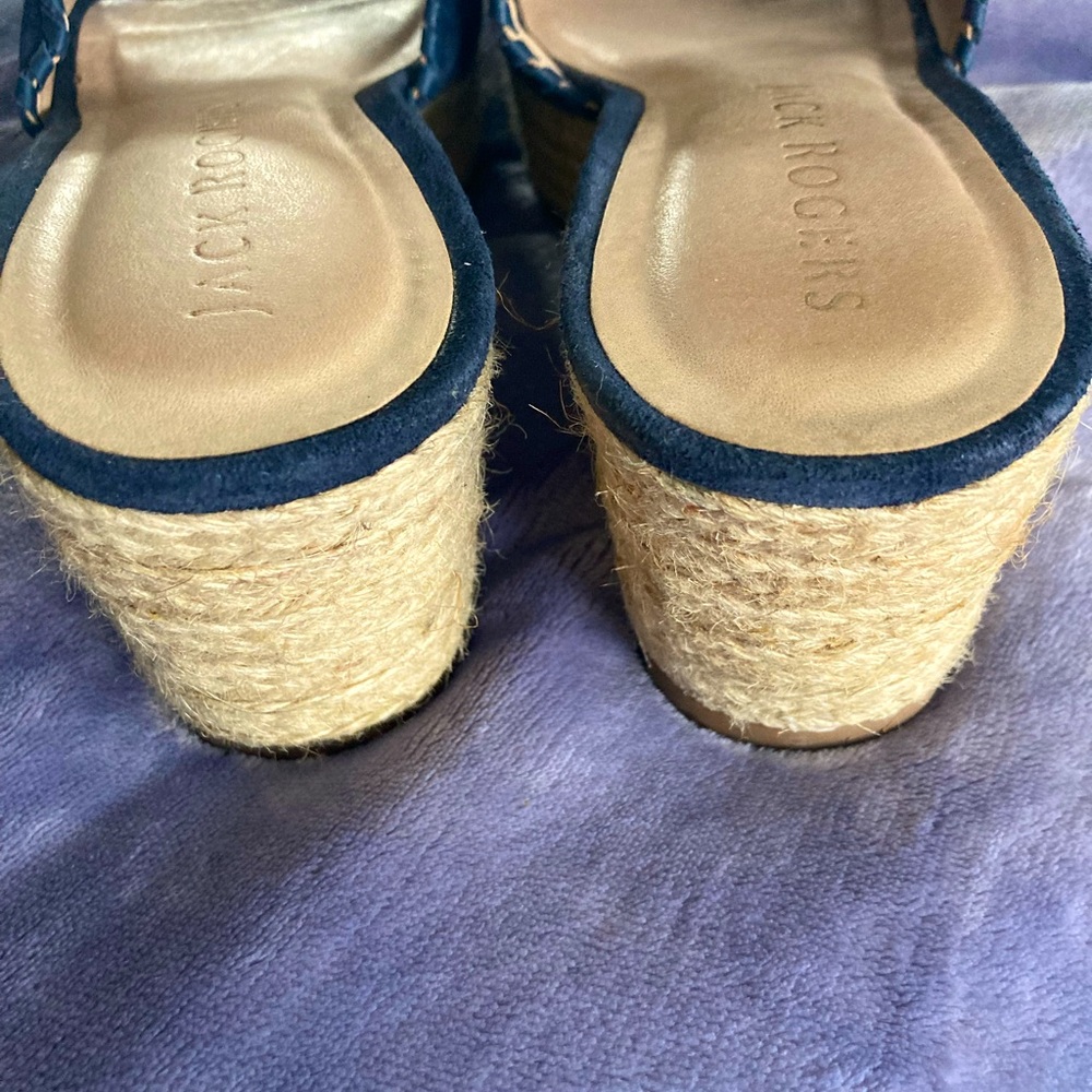 Navy Blue Jack Rogers Cork Wedge Sandal